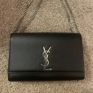 Ysl Monogrammed grain shoulder bag
